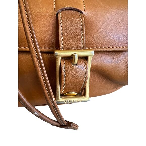 Vintage Authenticated Gucci Leather Bucket Style Backpack Carmel Brown - Picture 2 of 16